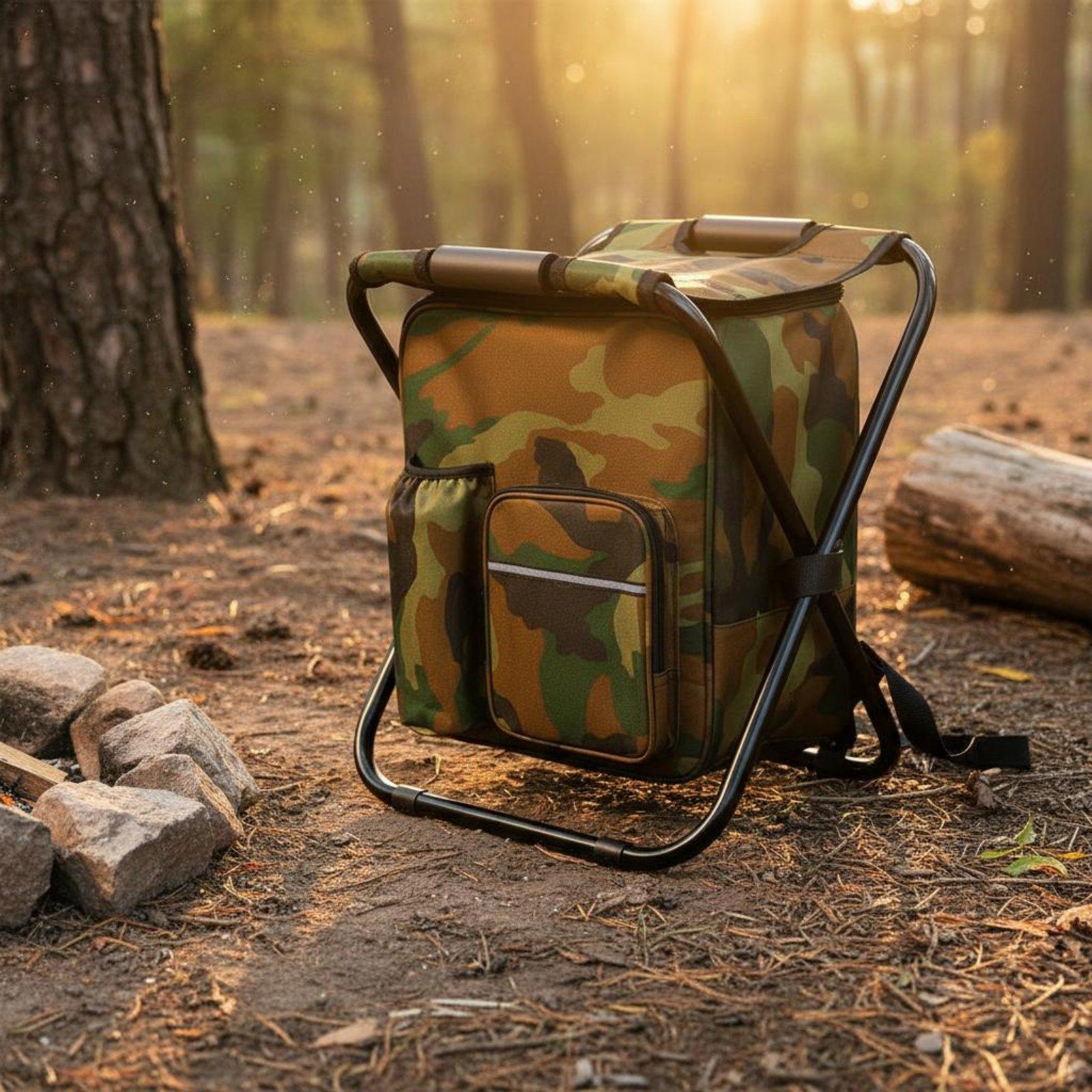 Fishing Backpack - Plecak-Chłodziarka z Krzesełkiem, Składana Konstrukcja, Wszechstronne,