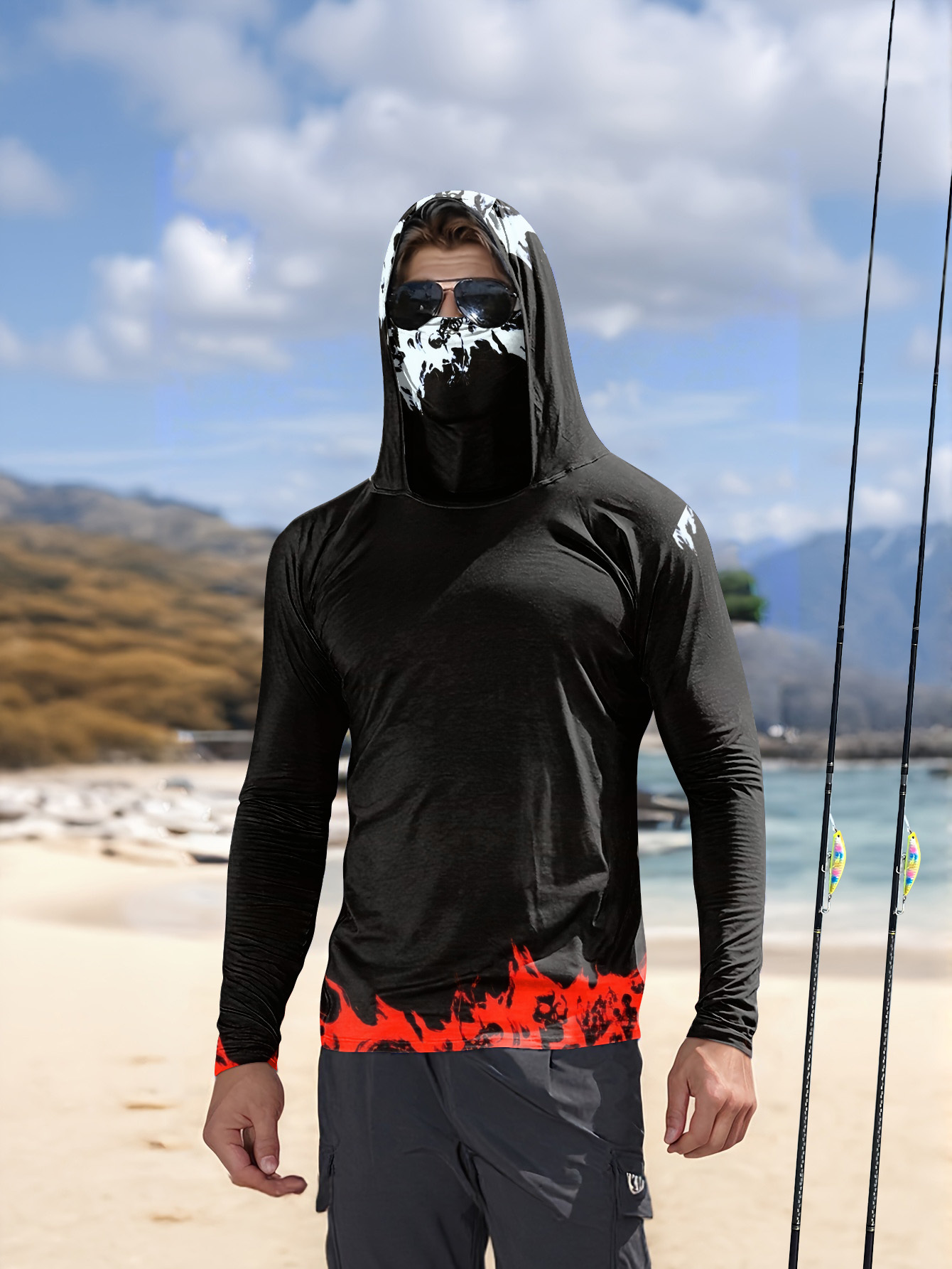 Fishing Hoodie - Męska koszulka wędkarska z kapturem, długi